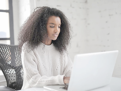 Woman working on laptop